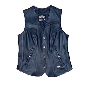 HarleyDavidson Women Leather Basic Skins Vest 98240-97VW Size Medium Made in USA